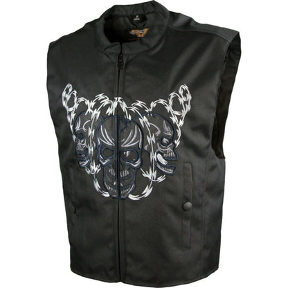 Vance Leather Men's Textile Vest with Reflective Skull