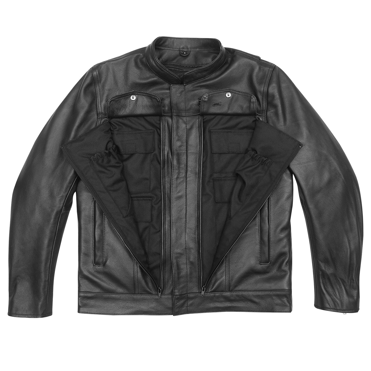 Vance Men's Motorcycle Leather Jacket with Double Conceal Carry Pockets