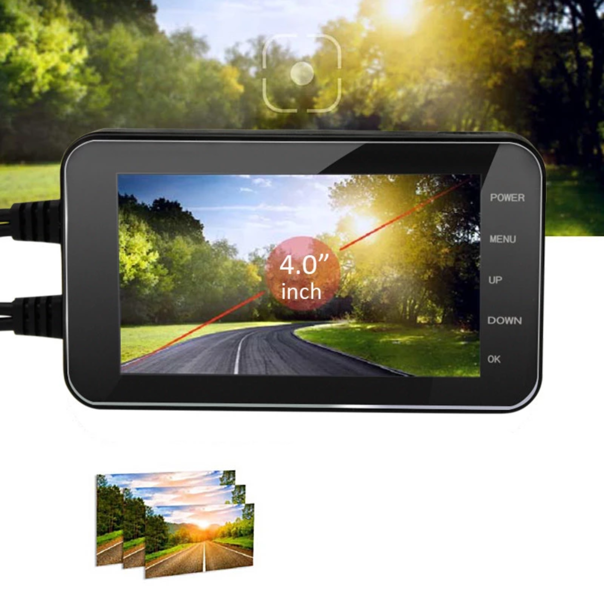 A compact and water-resistant Motorcycle Dual Lens Dash Camera Video Recorder 4 Inch HD 1080P rear view camera.