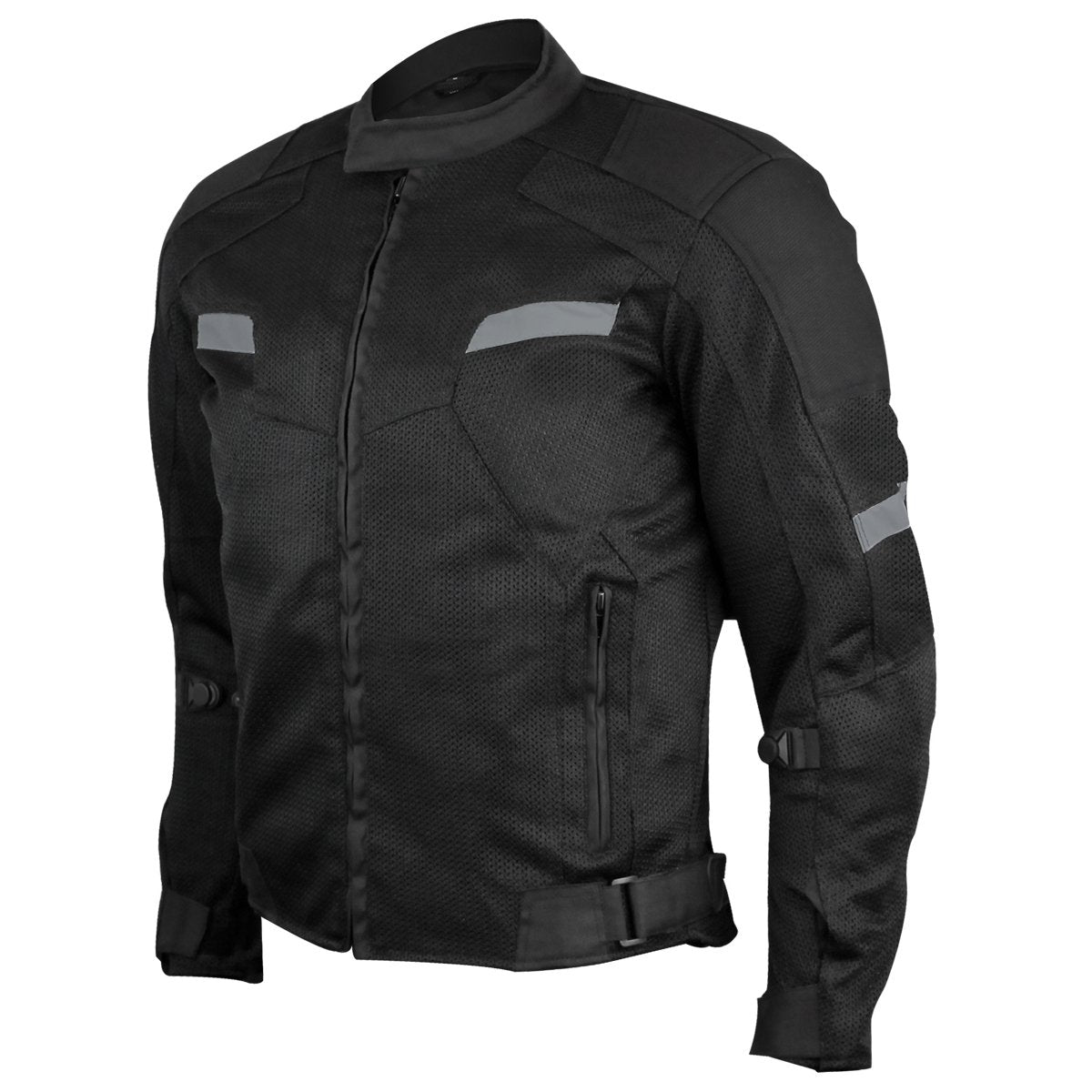 Vance Leather Men's Black Mesh Motorcycle Jacket with Insulated Liner and CE Armor