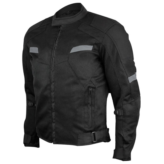 Vance Leather Men's Black Mesh Motorcycle Jacket with Insulated Liner and CE Armor