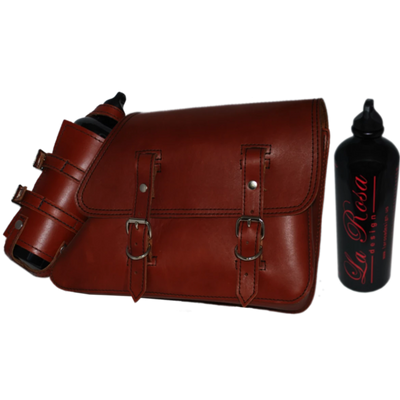 La Rosa Harley Sportster Leather Left Saddle Bag with Fuel Bottle Set - American Legend Rider