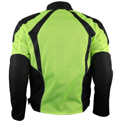 Vance Leather Men's Hi-Vis Mesh Motorcycle Jacket with CE Armor