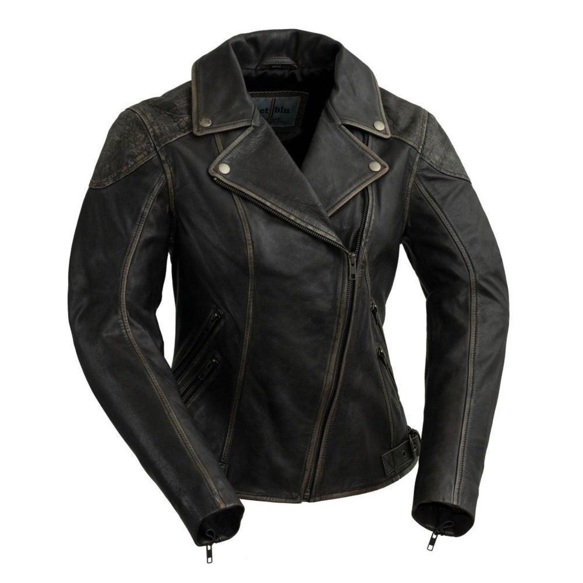 First Manufacturing Stephanie - Women's Lambskin Leather Jacket, Brown Vintage - American Legend Rider