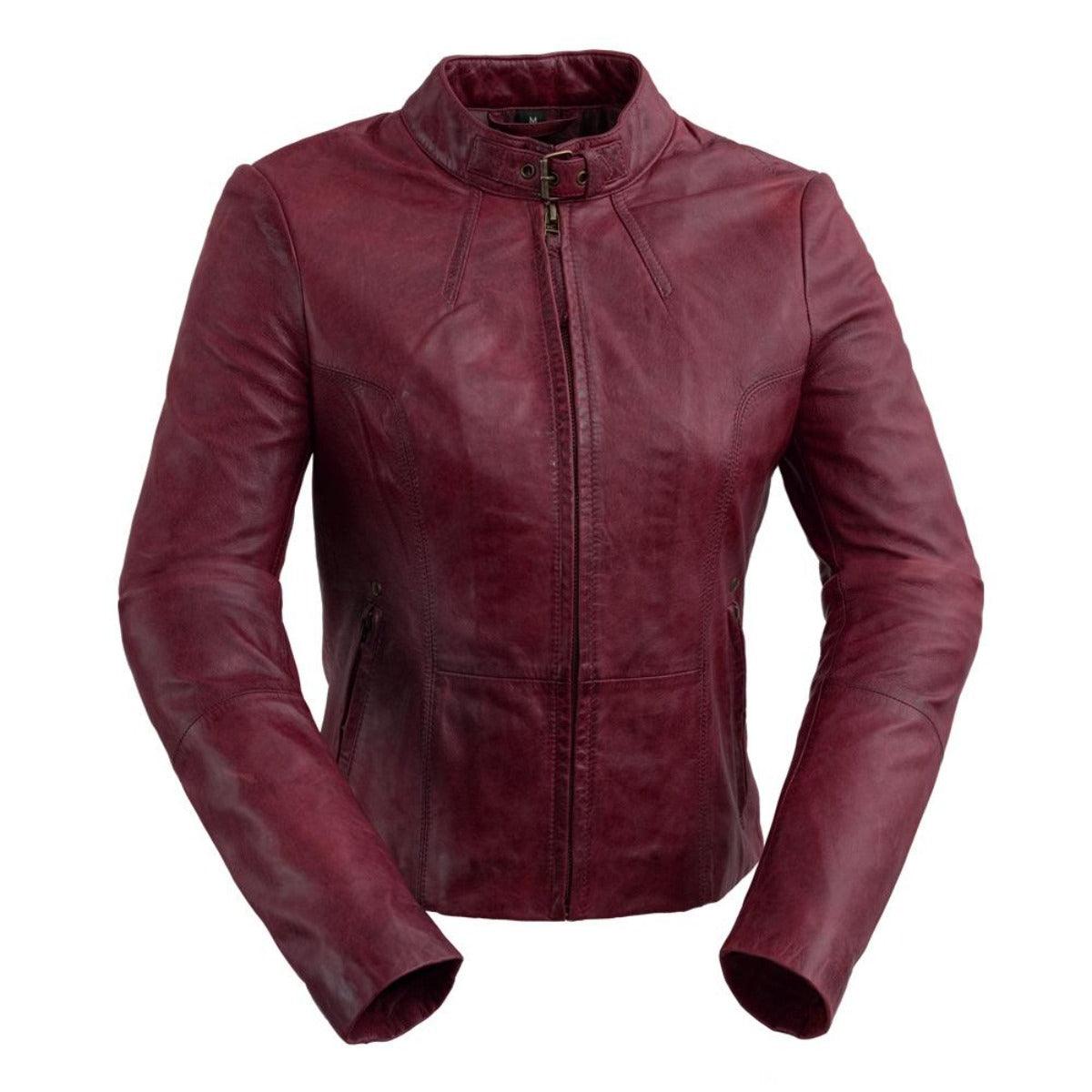 First Manufacturing Rexie - Women's Leather Jacket, Sangria - American Legend Rider