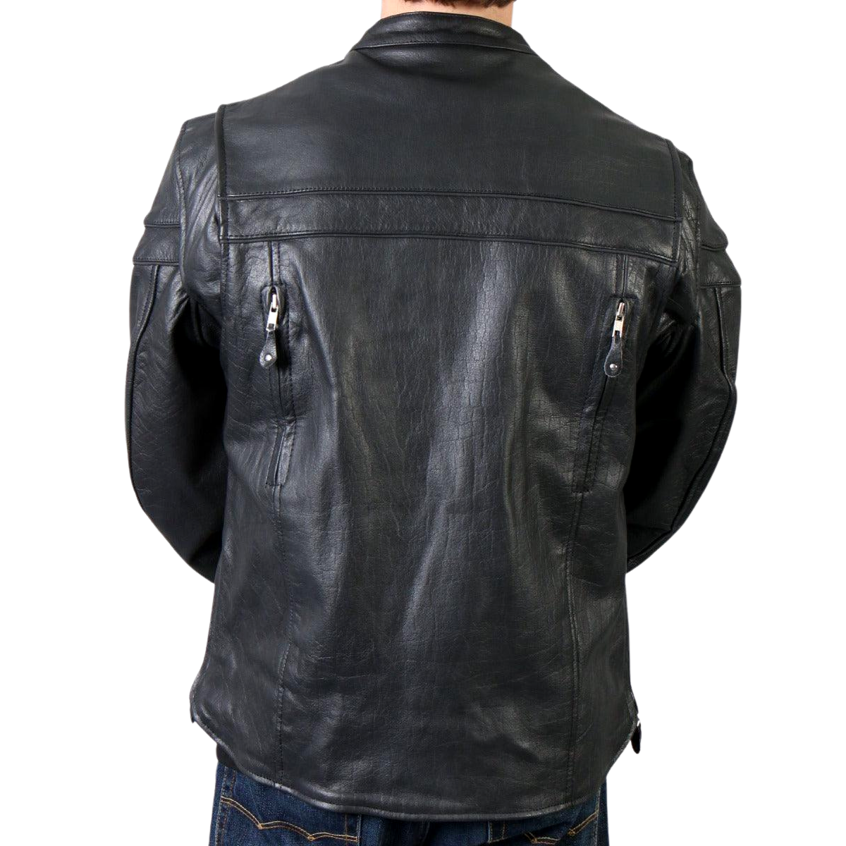 Hot Leathers Men's Leather Jacket with Double Piping