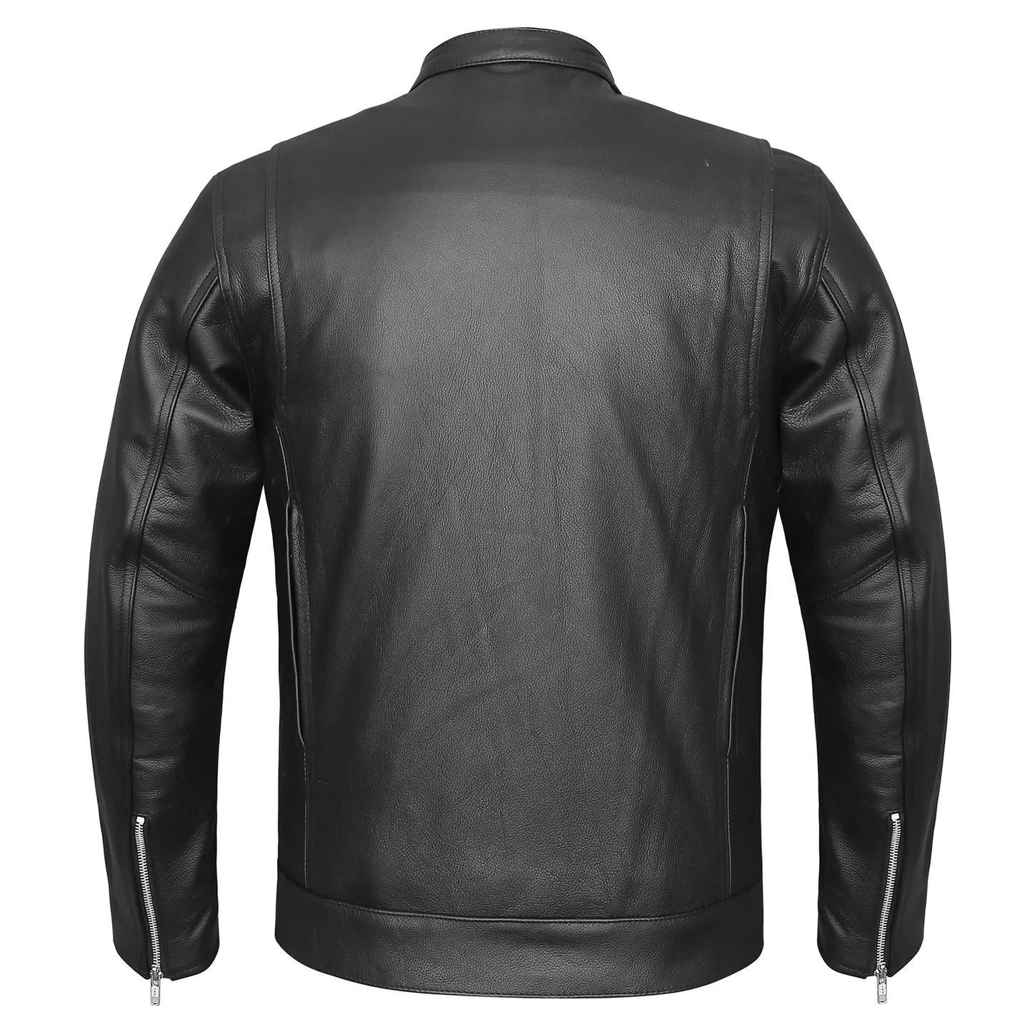 Vance Men's Motorcycle Leather Jacket with Double Conceal Carry Pockets