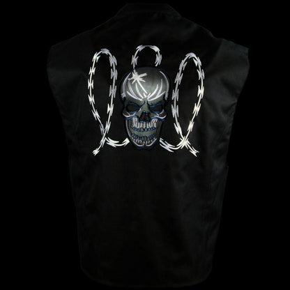 Vance Leather Men's Textile Vest with Reflective Skull