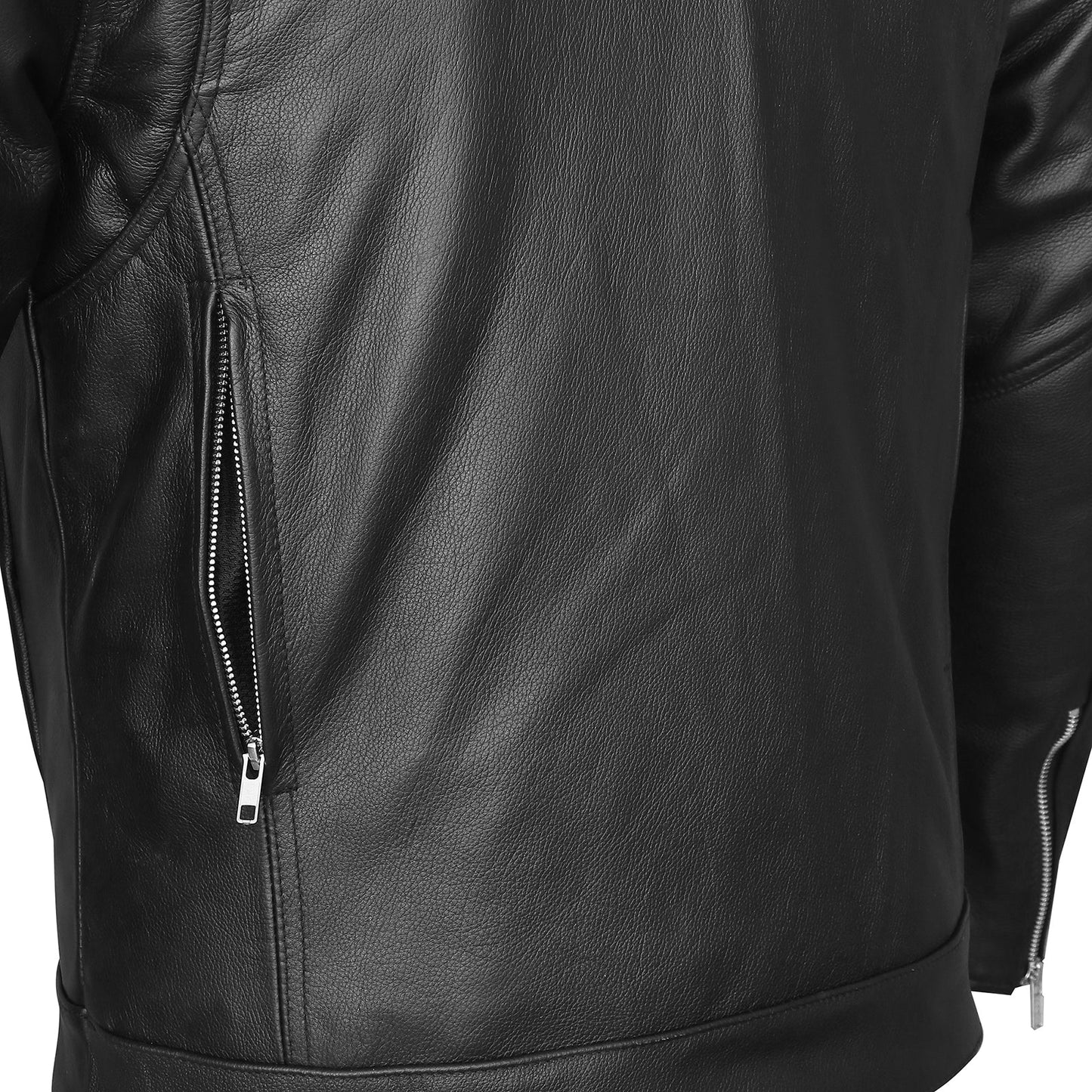 Vance Men's Motorcycle Leather Jacket with Double Conceal Carry Pockets