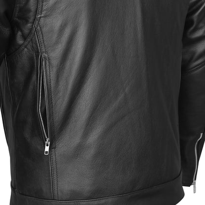 Vance Men's Motorcycle Leather Jacket with Double Conceal Carry Pockets