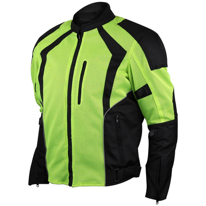 Vance Leather Men's Hi-Vis Mesh Motorcycle Jacket with CE Armor