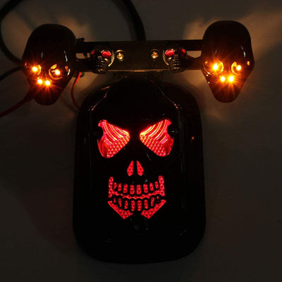 An image of Motorcycle Skull Tail Lights with Turn Signals.