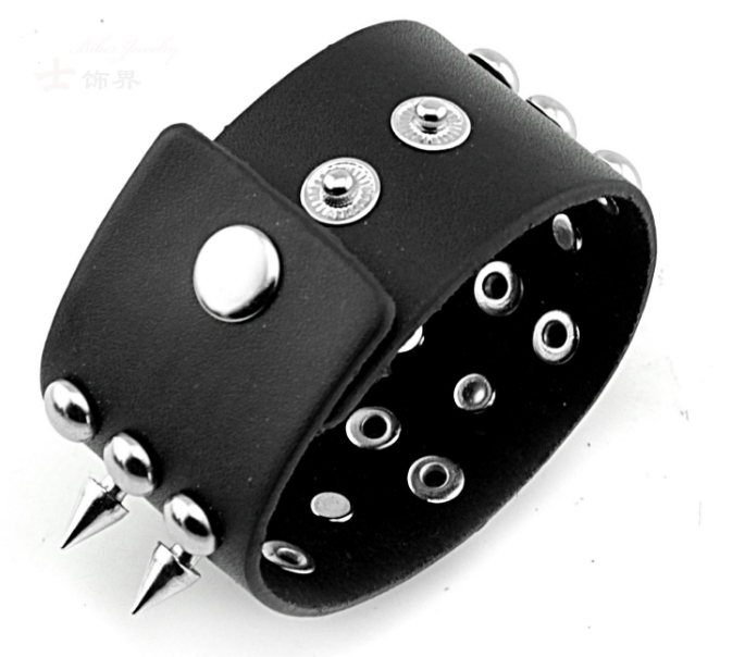 ブレスレット SK8ER ROCK Eight Ball Black Gemstone Bracelet 001 Badass Rockstar Bracelets w/ Metal Spikes 3 Pcs, 8.6 x 1.6