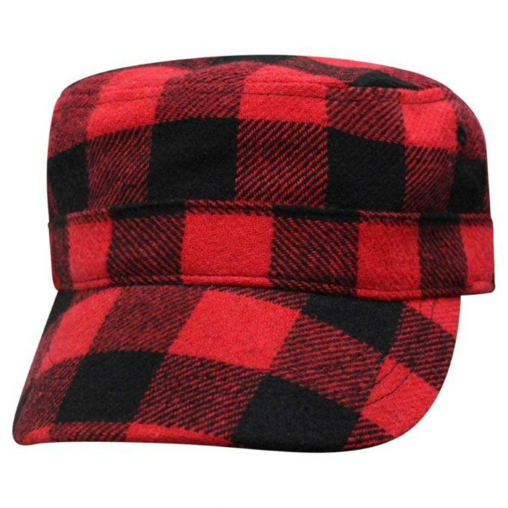 Daniel Smart Buffalo Plaid Fatigue Cap, Red/Black