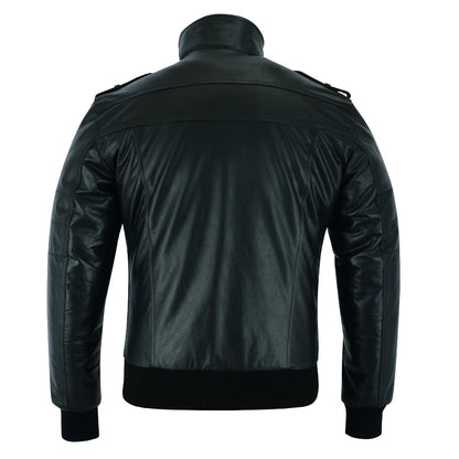 Vance Bomber Cowhide Leather Jacket with Removeable Hood