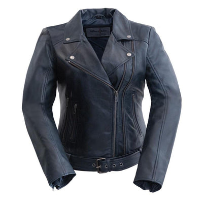 First Manufacturing Chloe - Women's Lambskin Leather Jacket, Navy Blue - American Legend Rider