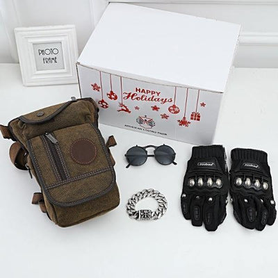 Premium Biker Bundle - Leg Bag, Bracelet, Sunglasses & Gloves - American Legend Rider