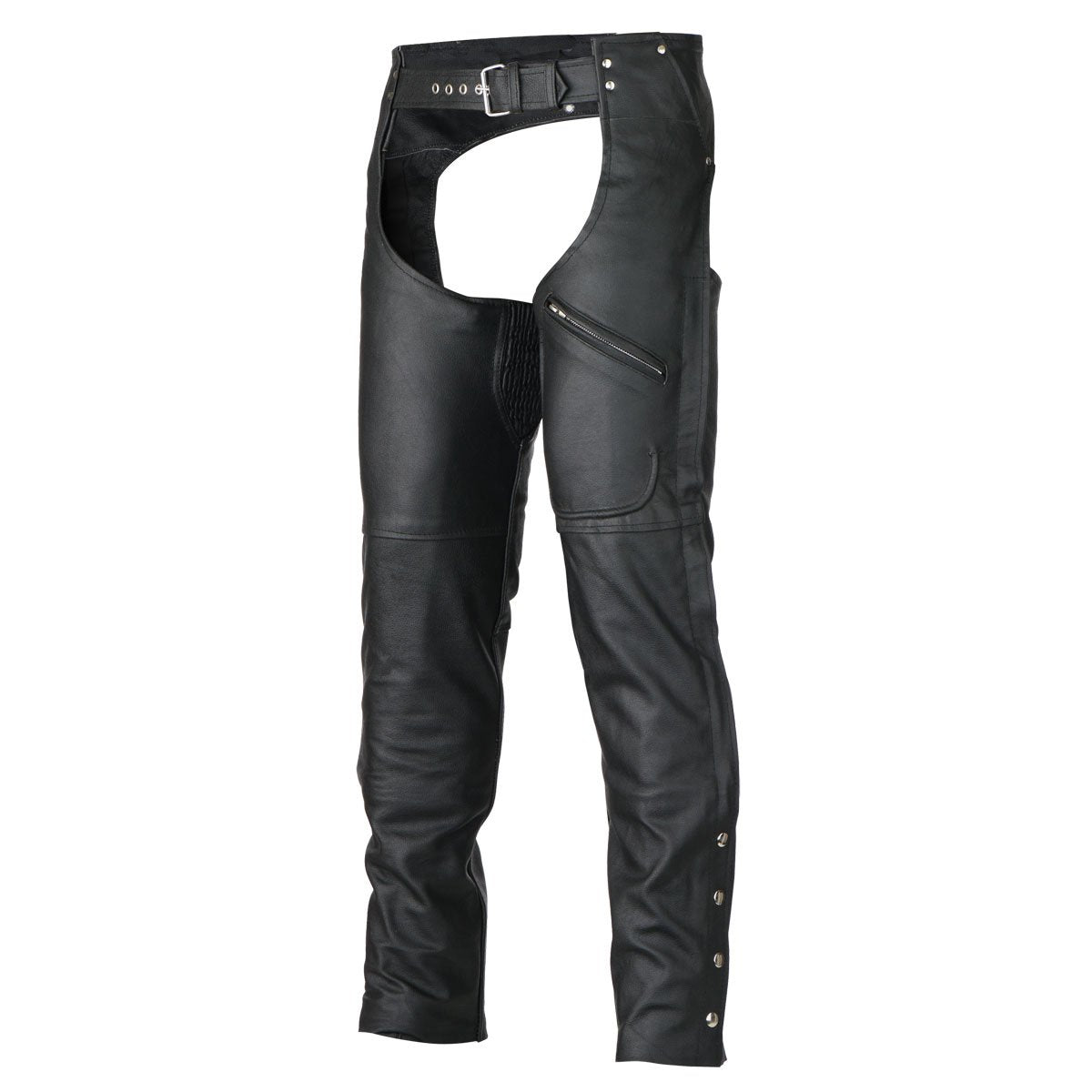 Vance Leather Zip-Out Insulated Pant Style Zipper Pocket Leather Chaps, Unisex