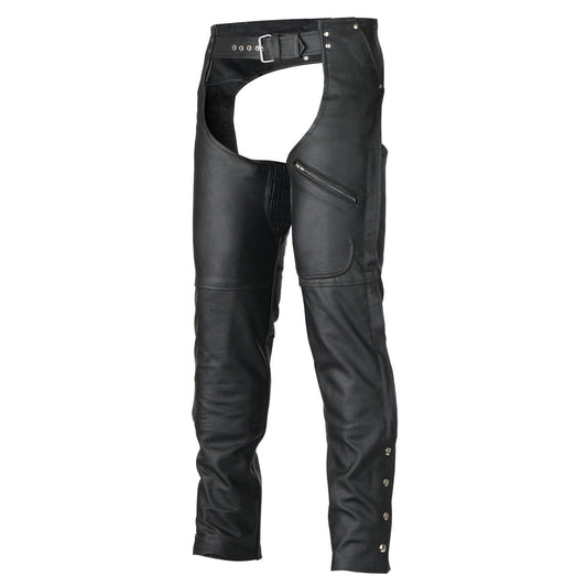 Vance Leather Zip-Out Insulated Pant Style Zipper Pocket Leather Chaps, Unisex