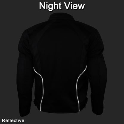 Vance Leather Men's Black Mesh Motorcycle Jacket with CE Armor