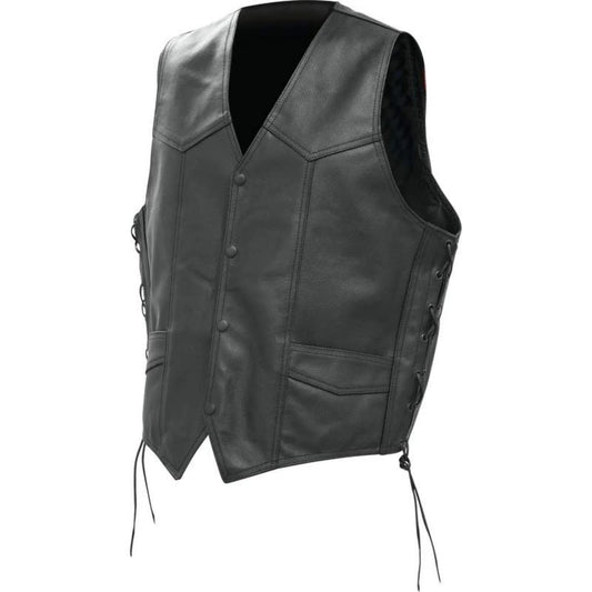 Jillian Men's Rocky Mountain Genuine Buffalo Leather Vest Black