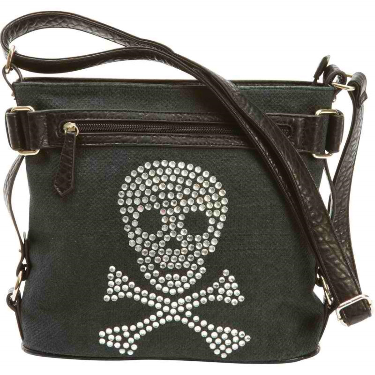 Jillian Fleur de Lune Handbag with Rhinestone Skull