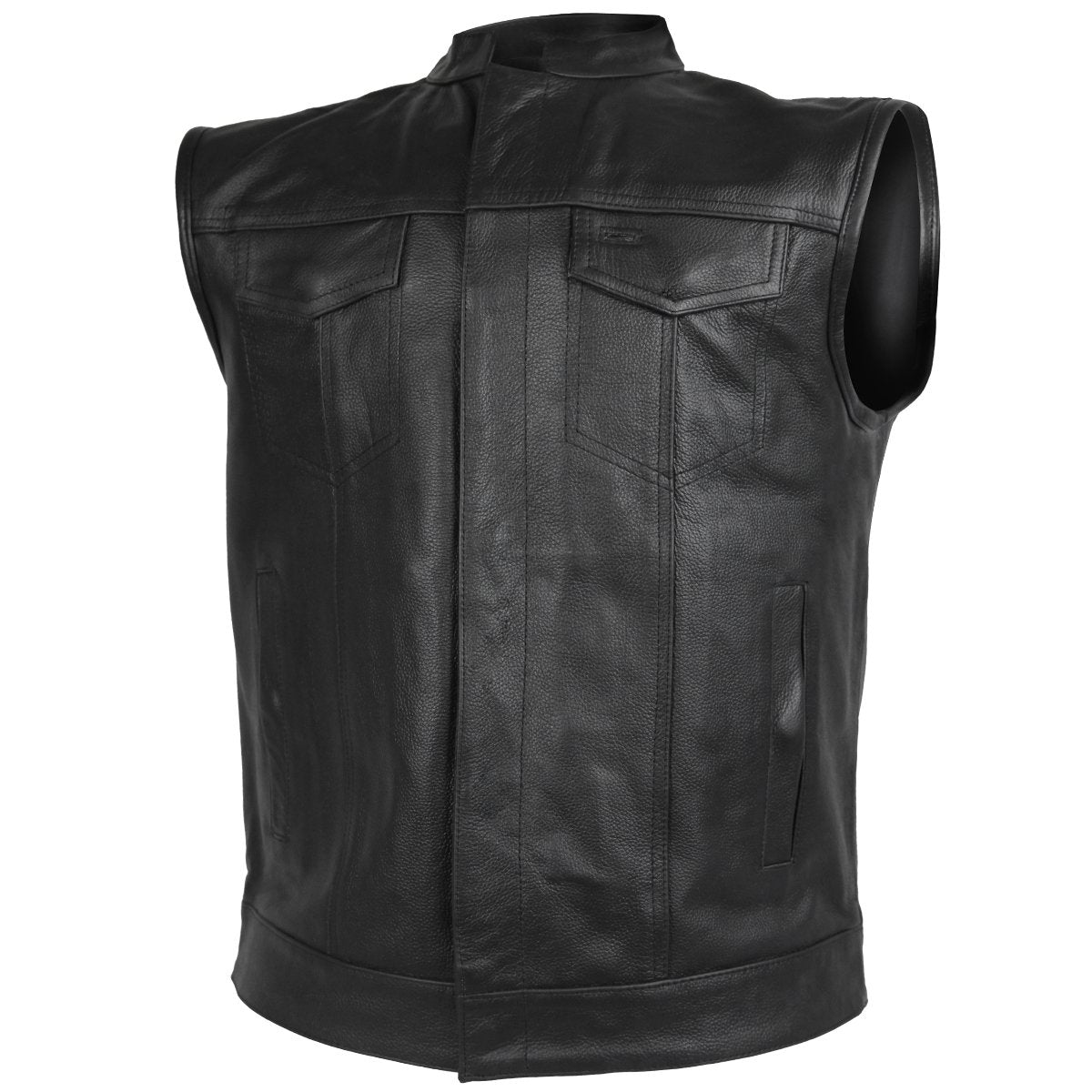 Vance Leather Zipper and Snap Closure Leather Motorcycle Club Vest