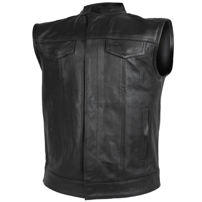 Vance SOA Style Zipper and Snap Closure Leather Motorcycle Club Vest