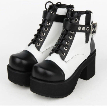 Women's Gothic Punk Ankle Boots with Block Heel - American Legend Rider