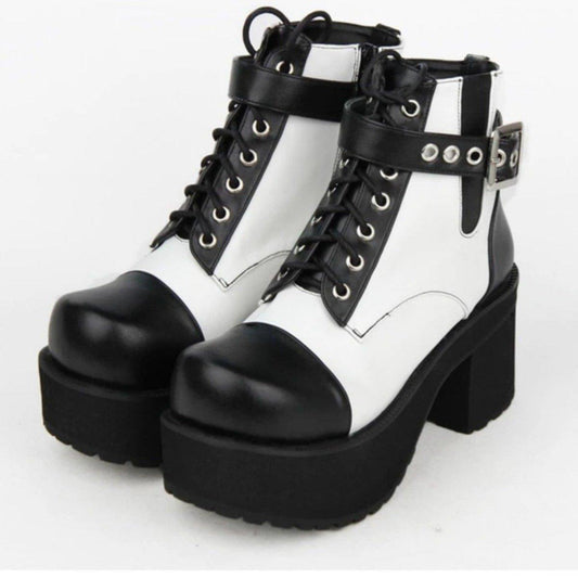 Women's Gothic Punk Ankle Boots with Block Heel - American Legend Rider