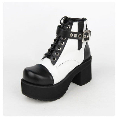 Women's Gothic Punk Ankle Boots with Block Heel - American Legend Rider