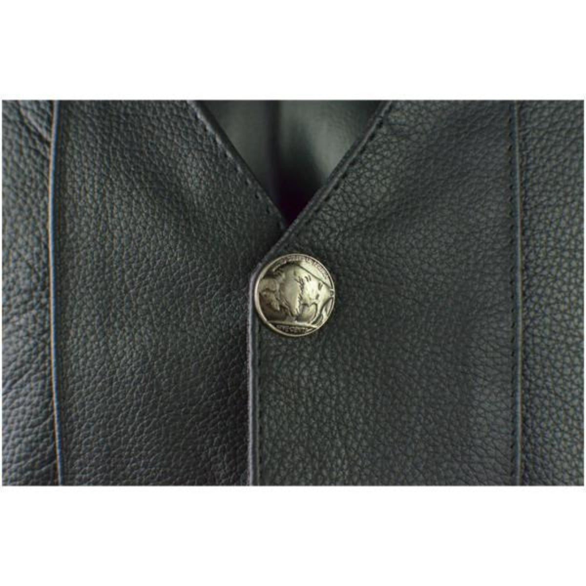 Vance Leather Premium Cowhide Vest with Buffalo Nickel Snaps and Gun Pocket