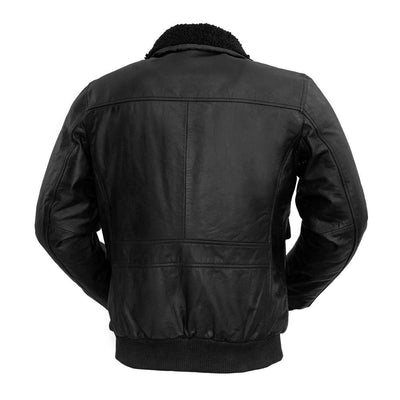 First Manufacturing Bomber - Men's Naked Buffalo Leather Jacket, Black - American Legend Rider