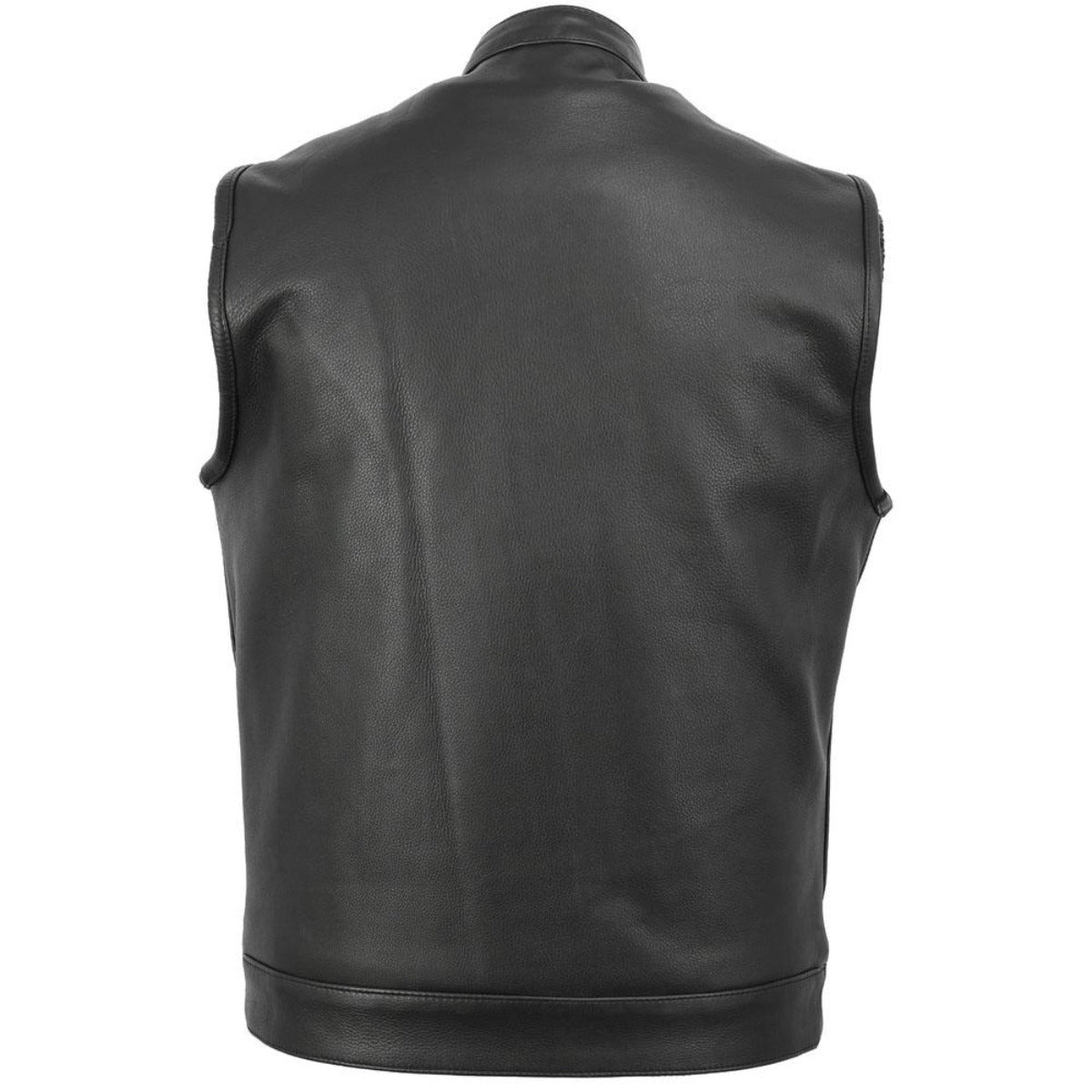 Vance Zipper and Snap Closure Leather Motorcycle Club Vest with Hoodie and 2 Gun Pockets