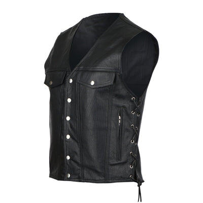 Vance Leather Denim Style Straight Bottom Laced Side Vest