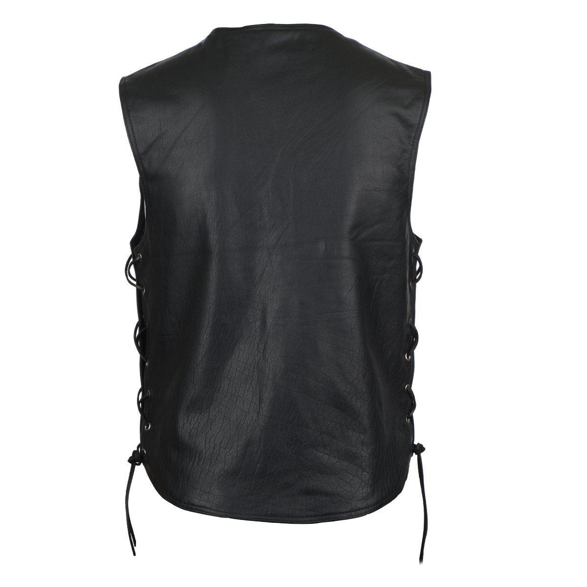 Vance Leather Denim Style Straight Bottom Laced Side Vest