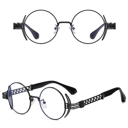A pair of Rebellion Road sunglasses with a black frame and clear lenses, featuring a vintage retro design.