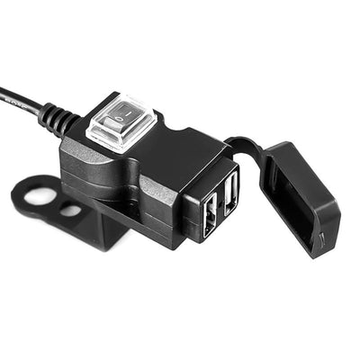 Dual USB Port 12V-24V Waterproof Motorcycle Handlebar Charger 5V 1A/2.1A Adapter for Mobile Phone - American Legend Rider
