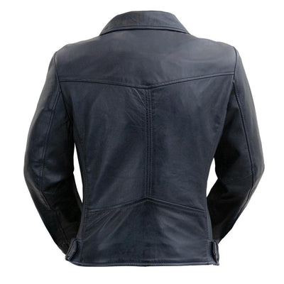 First Manufacturing Chloe - Women's Lambskin Leather Jacket, Navy Blue - American Legend Rider