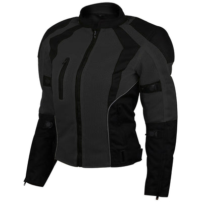 Vance Leather Women's Advanced 3-Season CE Armor Black Mesh Motorcycle Jacket