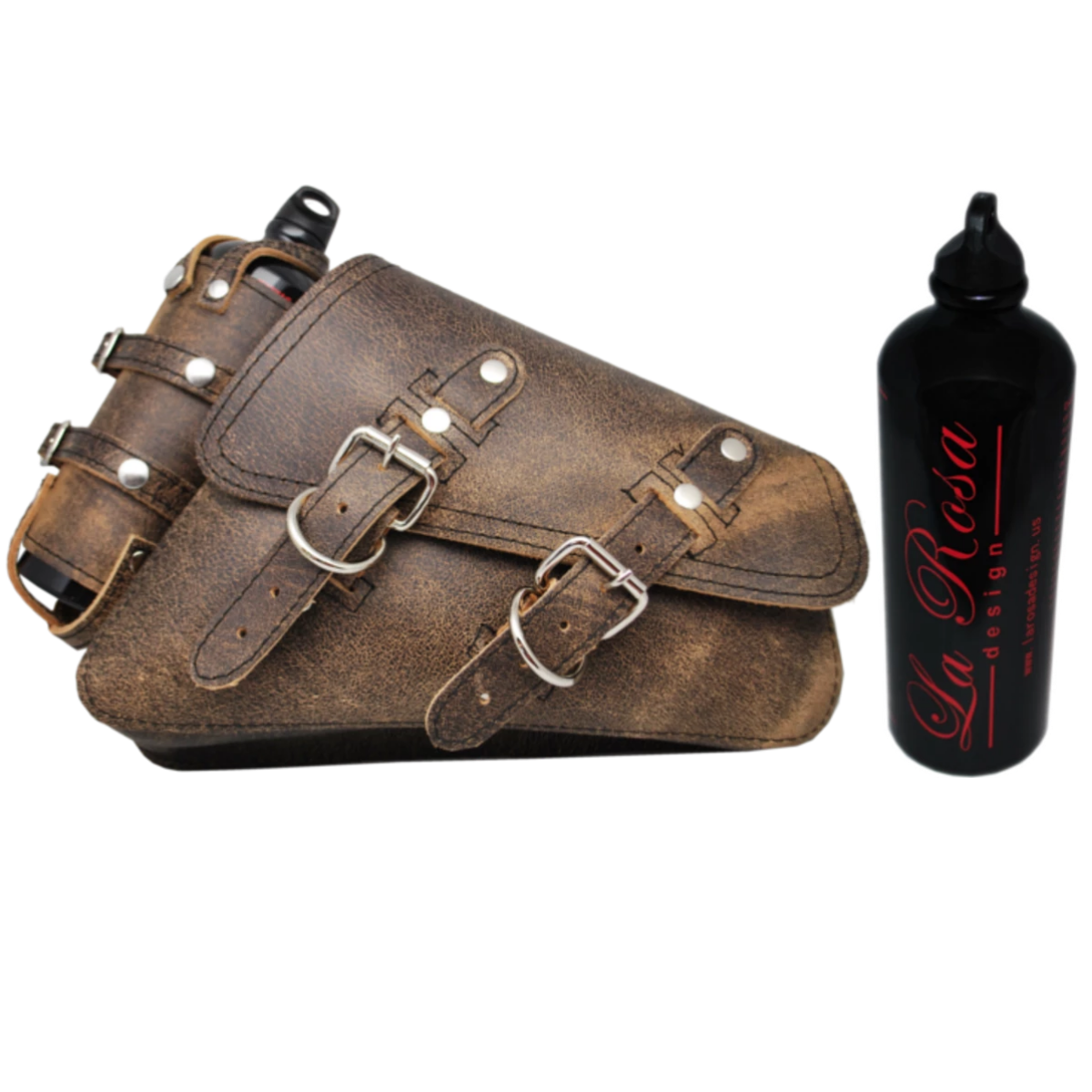 La Rosa Harley-Davidson sportster swingarm bag with Spare Fuel Bottle - American Legend Rider