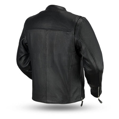 First Manufacturing Ace Clean Cafe Style Black Leather Jacket - American Legend Rider