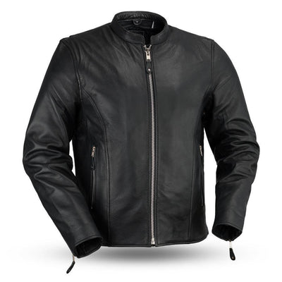 First Manufacturing Ace Clean Cafe Style Black Leather Jacket - American Legend Rider