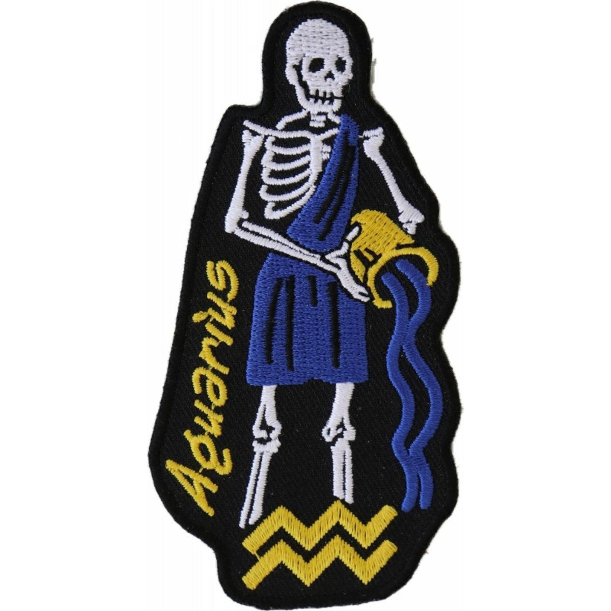 Daniel Smart Aquarius Skull Zodiac Sign Patch, 2.2 x 4 inches - American Legend Rider