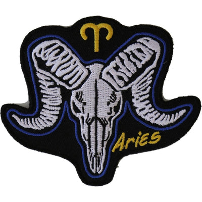 Daniel Smart Aries Skull Zodiac Sign Embroidered Patch, 3.6 x 3 inches - American Legend Rider