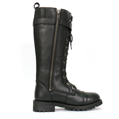 Hot Leathers Women's Knee High Wild Roses Leather Boots with a zipper on the side.
