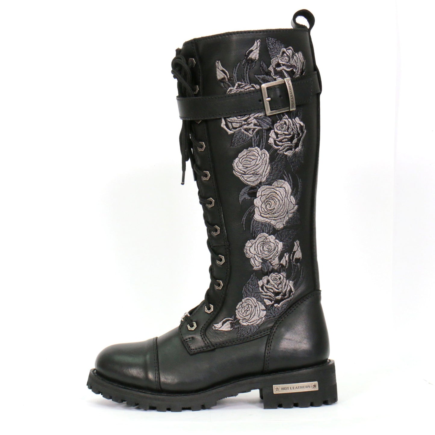 Hot Leathers Women's Knee High Wild Roses Leather Boots