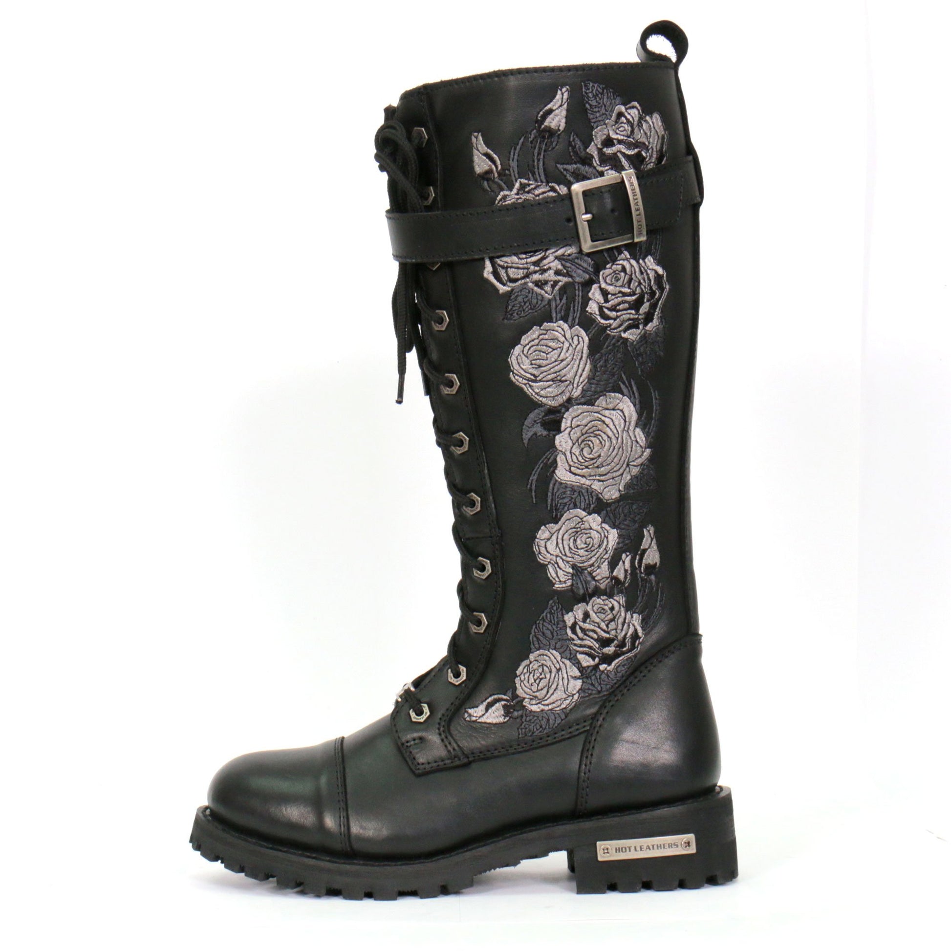 Hot Leathers Women's Knee High Wild Roses Leather Boots