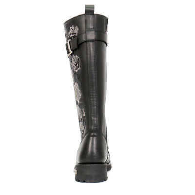 Hot Leathers Women's Knee High Wild Roses Leather Boots with a wild roses design.