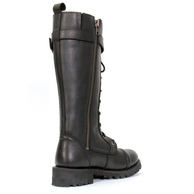 A pair of Hot Leathers Women's Knee High Wild Roses Leather Boots with zippers on the side.